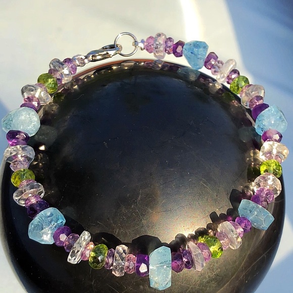 NEW!!  Stunning! Genuine Multi-Gemstone Bracelet! - Picture 3 of 7